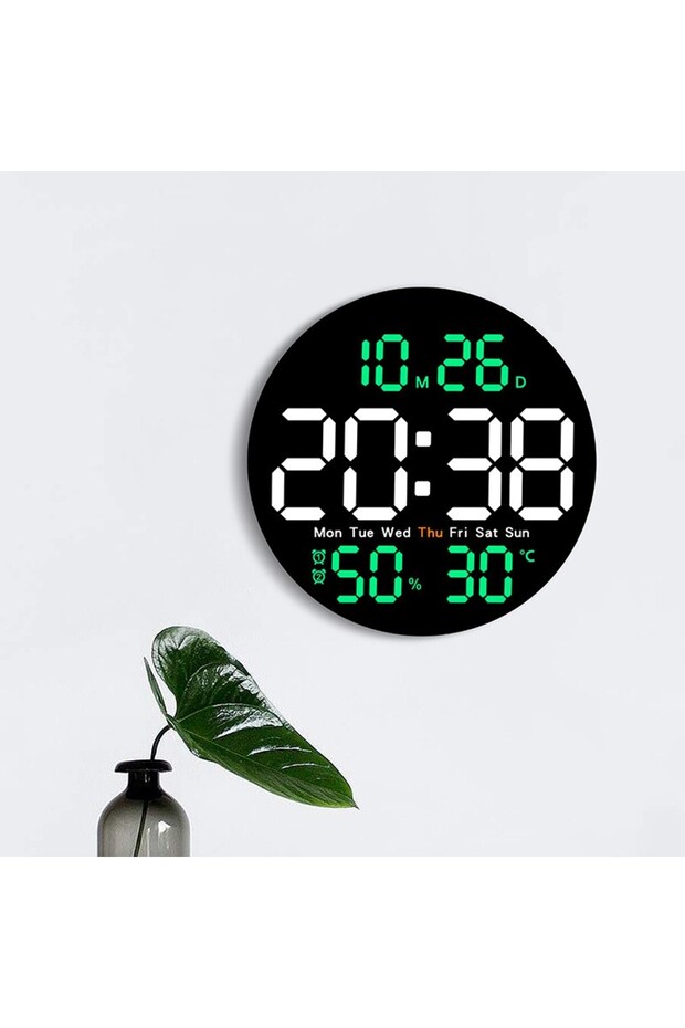 10 inch Green 10 Inch Remote Control Digital Wall Clock Temperature Humidity Date Week Timing Countd