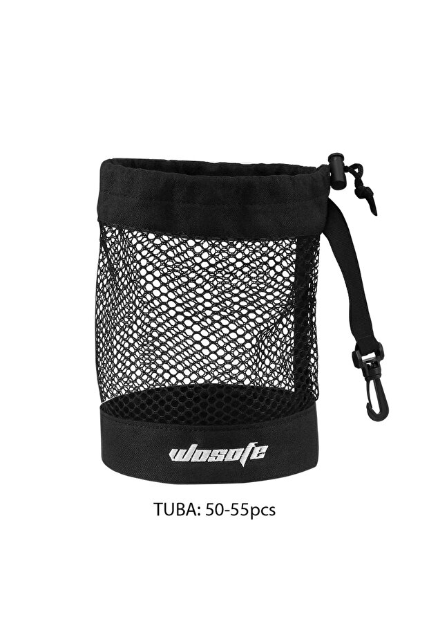 black-L 1pc Black Golf Ball Pouch Bag, with High Quality Mesh Nylon and Hanging Plastic Clip,Conven