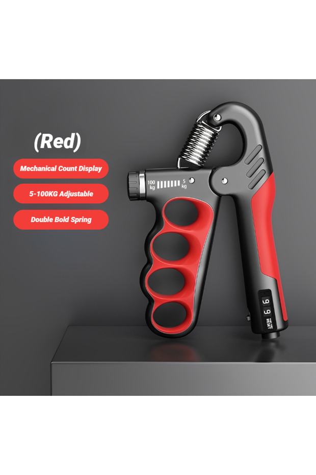 Red (Mechanical) 5-100KG Electronic Counting Adjustable Grip For Rehabilitation Hand Muscle Strength