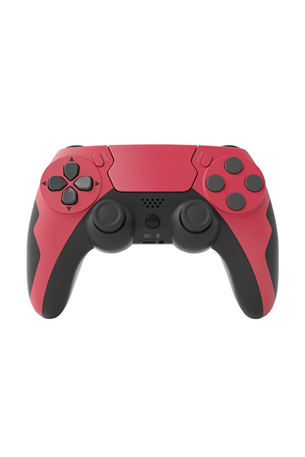 وحدة تحكم لاسلكية GAMINJA باللون الأحمر الخمري مع لوحة ألعاب بلوتوث واهتزاز مزدوج ولوحة تحكم سداسية المحاور ولوحة لمس ميكرو