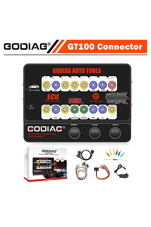 صندوق توصيل OBDII من GODIAG GT100 AUTO TOOLS بجهد 110 فولت أمريكي، موصل وحدة التحكم الإلكترونية، كاشف بروتوكول OBDII 16 سنًا