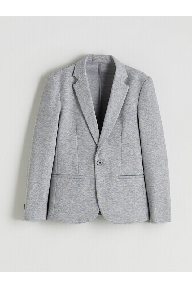 Two Mt Shop Quality Lcw Kids Gray Polyviscon Plain Slim Fit Boys' Blazer Jacket