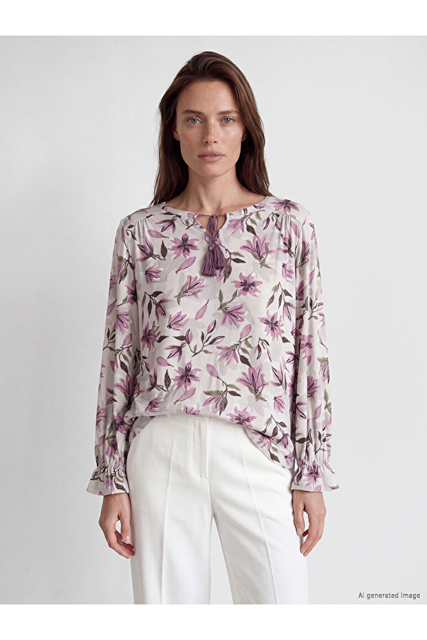 Original Tie-Neck Floral Blouse
