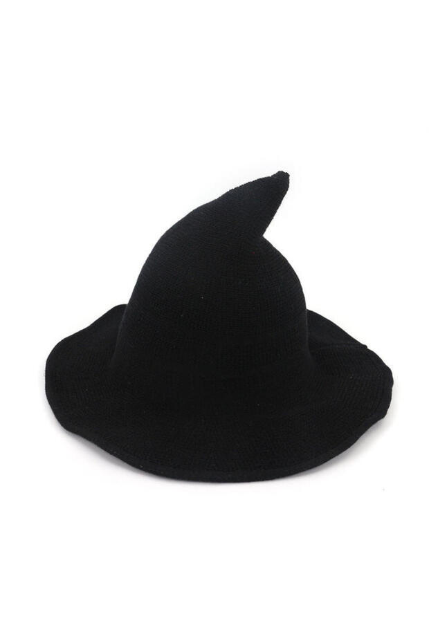 Black Vintage Halloween Woman Witch Hat Costume Wool Knit Hat Party Coseplay Masquerade Witch Hat Ha