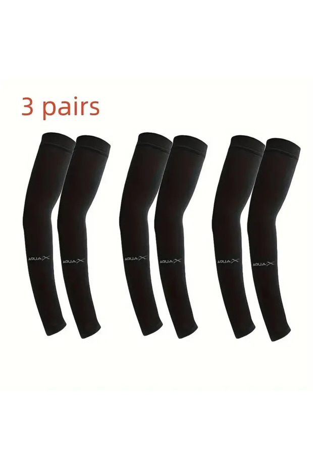 One Size black 3 Pair of Breathable Sun Protection Sleeves - Breathable & UV Protective Gear for Spo