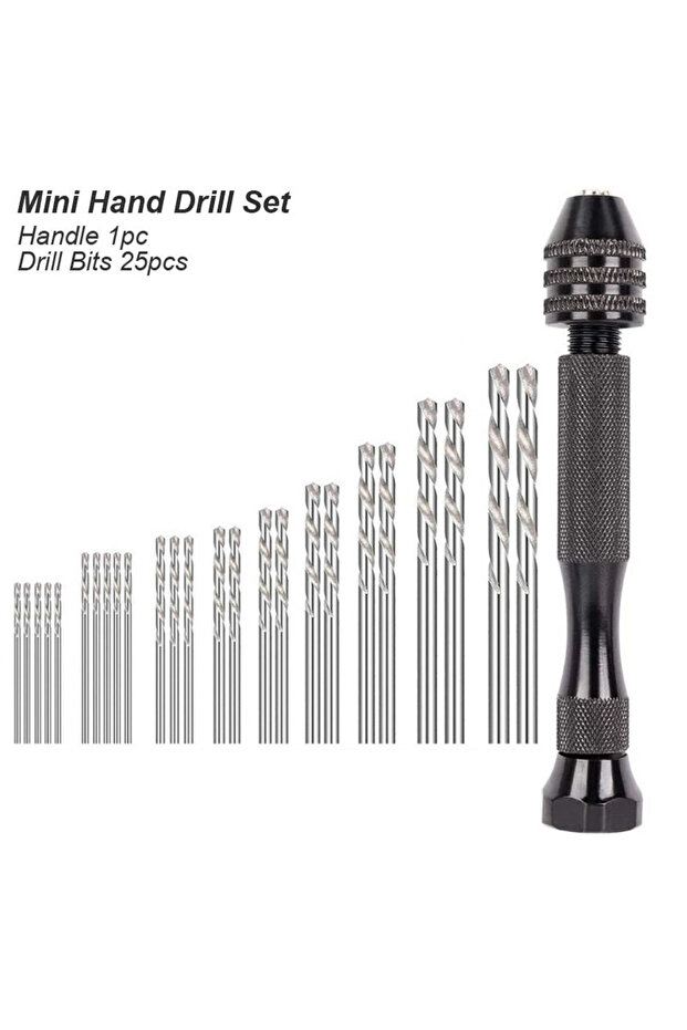 Hand Drill Bit Set Micro Mini Hand Drill Bits Set Manual Pin Vise Woodworking for Model Resin Jewelr