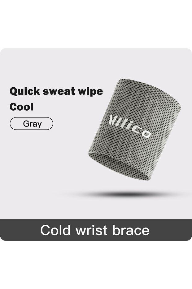 M AB133-GY 1/2 PC Summer Ice Cooling Wrist Sweatband Sport Wristband Volleyball Gym Wrist Brace Supp