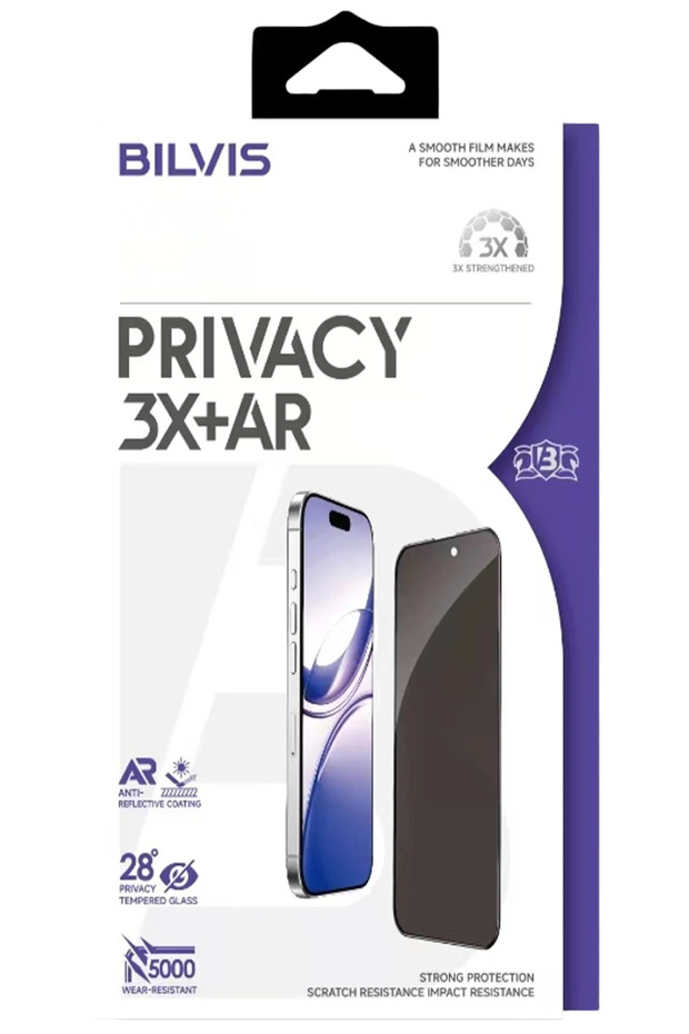 واقي شاشة زجاجي MURATECH iPhone 17 Pro Max Bilvis 3X AR (211202) - أسود