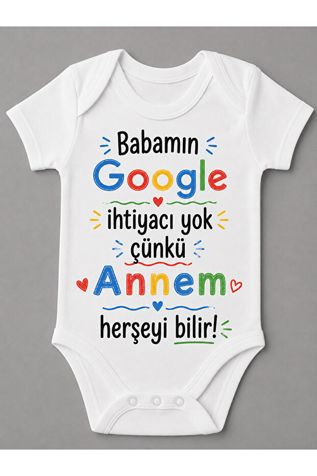 Dad, I Don'T Need Google, Mom Knows Everything Baby Bodysuit Snap Fastener Onesie