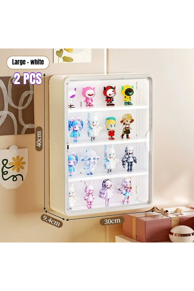 صندوق تخزين مثبت على الحائط باللون الأبيض-L-2PCS لتنظيم وعرض مجسمات الأكشن، رف عرض مغناطيسي