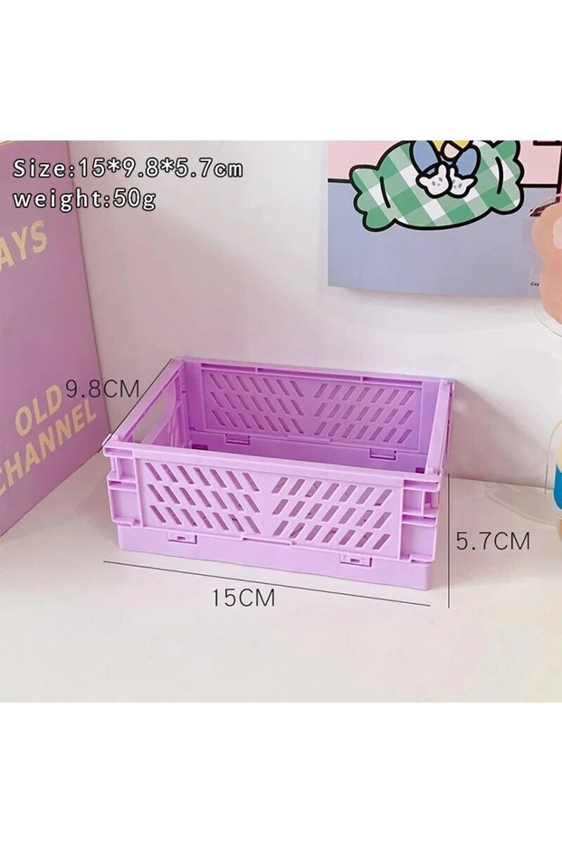 Purple 6 Color Organizing Storage Baskets Case Folding Student Desktop Basket Tape Stationery Plasti