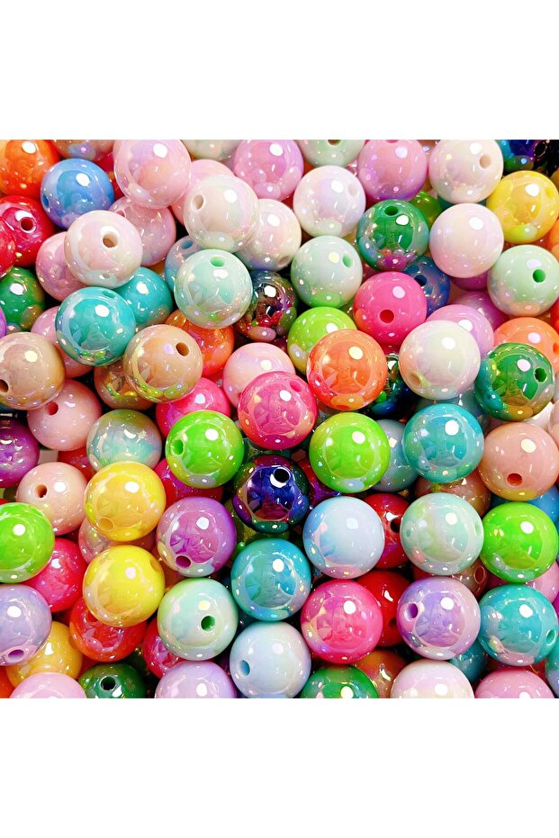 10pcs random style 16mm 10pcs New VU Plated Colorful Shell Acrylic Loose Beads DIY Mobile Phone Chai