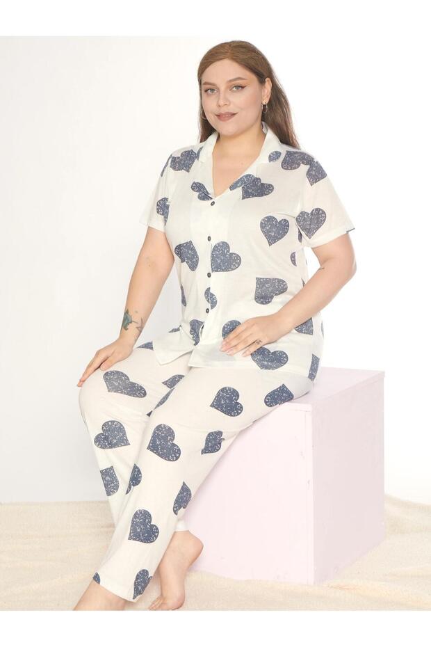 Boydan Buttoned Battal Short Sleeve Pajama Set B780-27