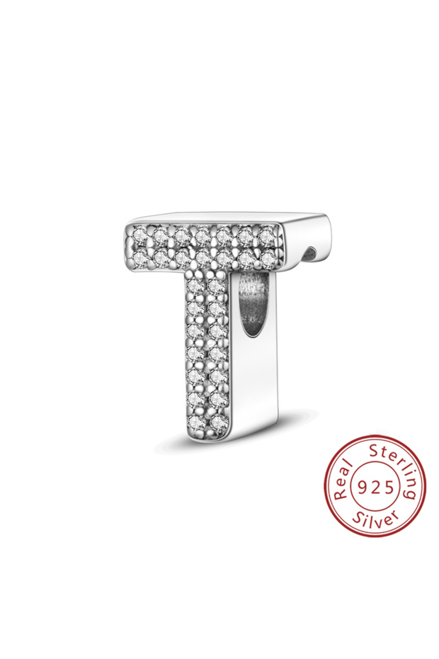 KTC165-T Charms Fit Original Bracelet A-Z Alphabet Charms Beads 925 Sterling Silver 26 Letters Charm
