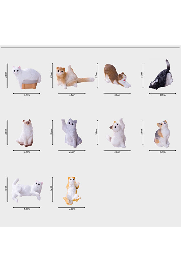 cat 10pc Funny Mini Play Cat Animal Decoration Resin Craft Miniature Figure Tiny for Bonsai Microlan