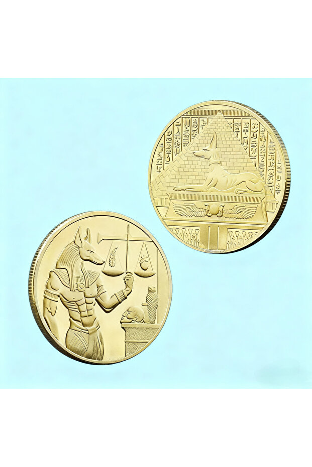 عملة تذكارية ذهبية قطعة واحدة، مصر القديمة، أنوبيس إله الموت، نمط الهرم، تذكارية