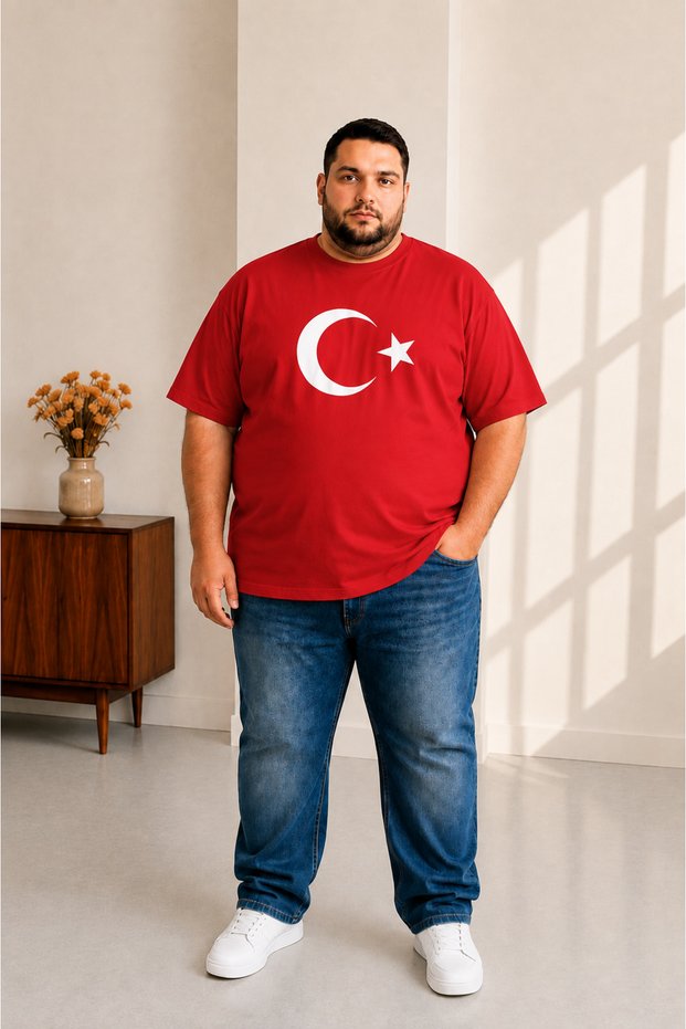 Men's Large Size Short Sleeve Moon Star T-Shirt 3XL 4XL 5XL 6XL 7XL 8XL 9XL