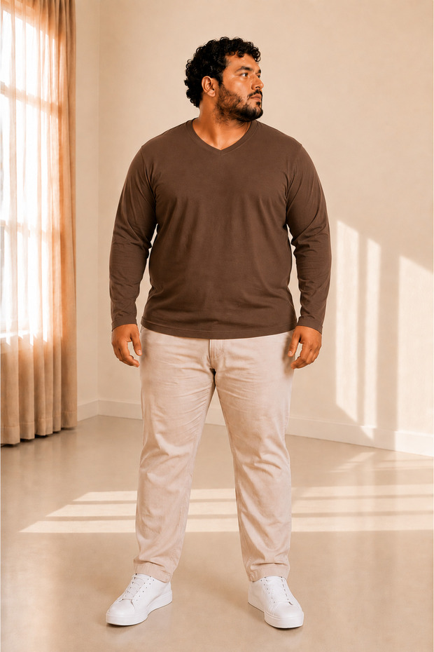 Men's Plus Size Oversize Long Sleeve V Neck T-Shirt 3XL 4XL 5XL 6XL 7XL 8XL 9XL