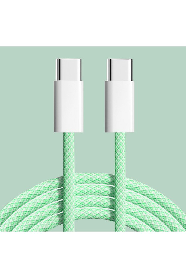 2m green Type C to Type C Cable Fast Charge Data Cable 60W For Phone15 Pro Huawei Samsung Xiaomi Mul