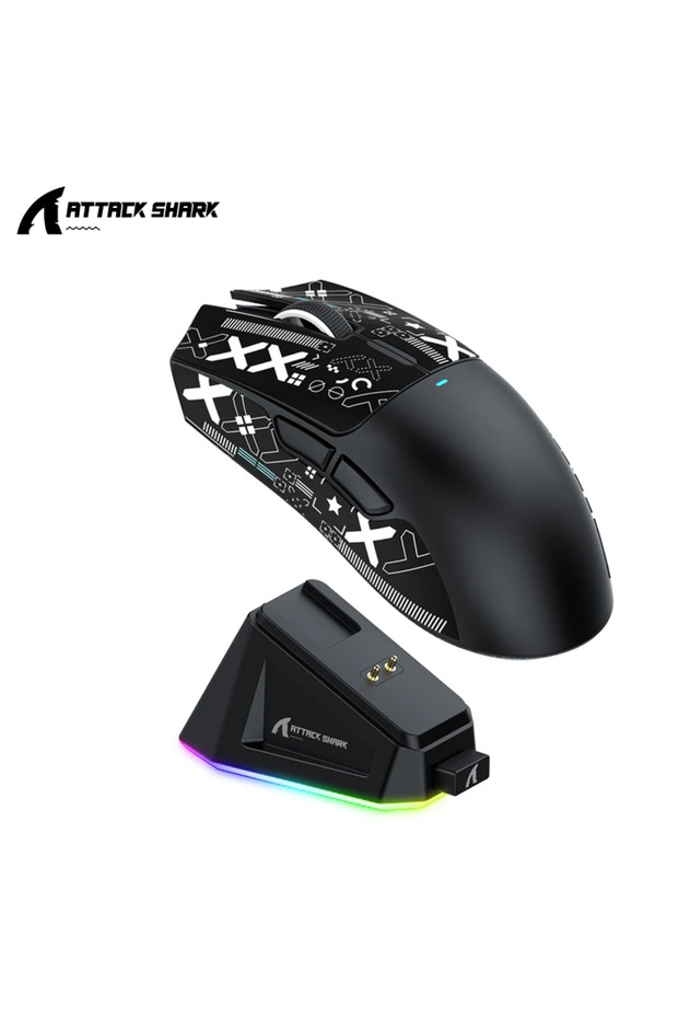 X11 Black X11 Attack Shark Gaming Mouse Wireless 1K Hz PAW3311 Macro Magnetic RGB Docking Charger fo