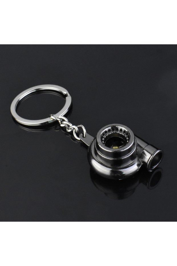 Gun black Mini Turbo Turbocharger Keychain Spinning Turbine Key Chain Ring Keyring Keyfob Car Keyrin
