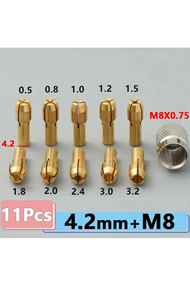 M8 of 4.2mm 0.5-3.2mm Mini Brass Chuck Drill Chuck M8 Nut Jewelry Processing Electric Grinding Head