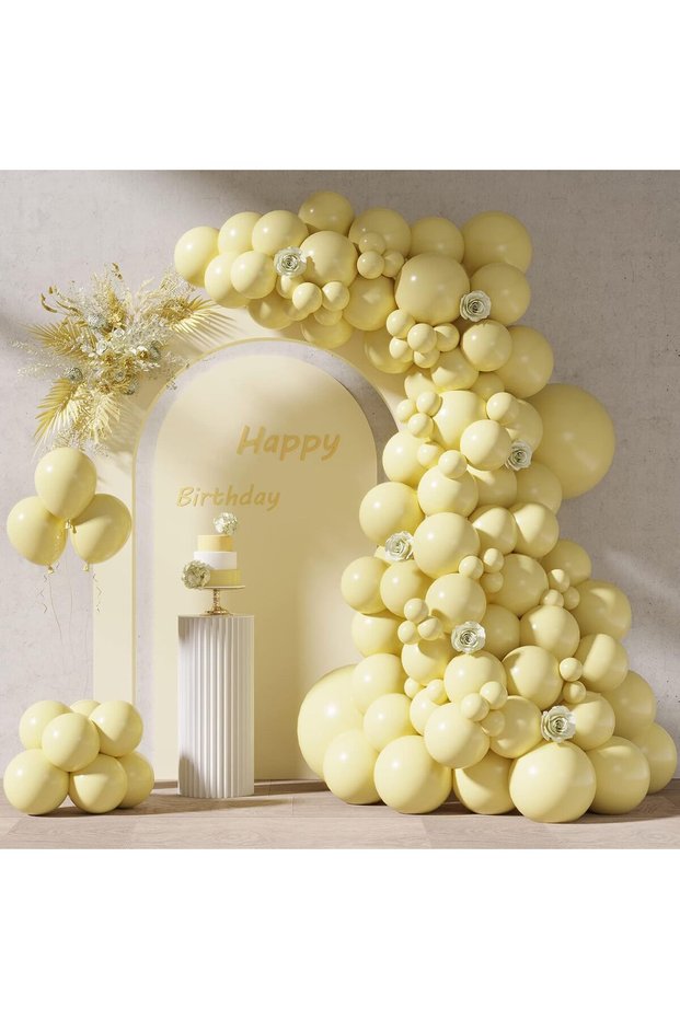 Balloon arch kit 8234 Light yellow 96pcs Pastel Blue/Pink/Yellow/Purple Balloons Set (18/12/10/5 In)