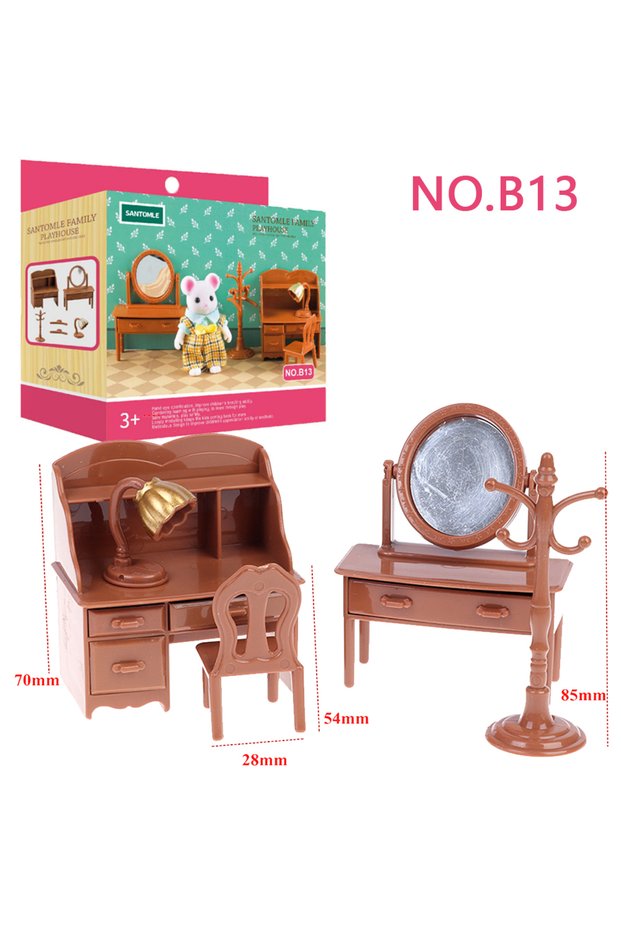 B13 Forest Animal Family Dollhouse Furniture 1/12 Miniature Toys Girl Dolls Accessories Bedroom Bath