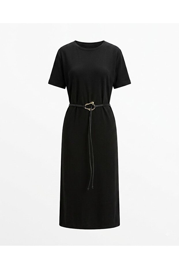 Black Belted Modal Dress