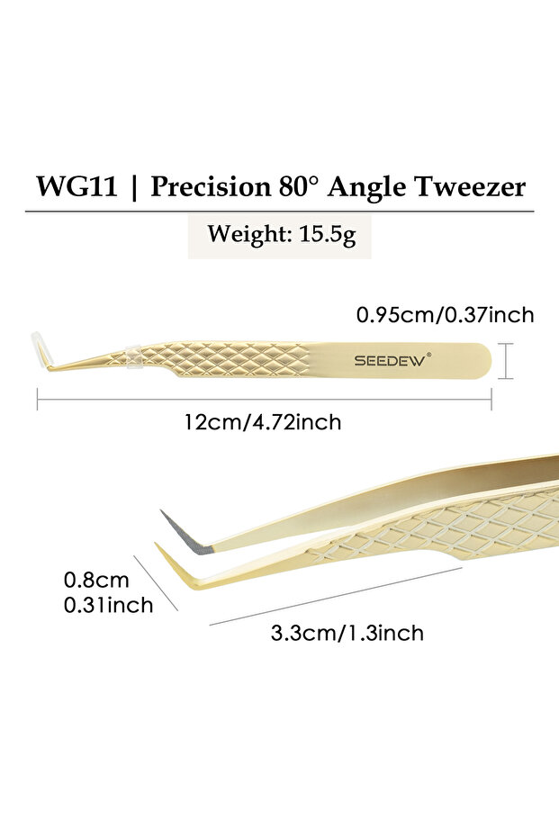 WG11 SEEDEW Professional Stainless Steel MicroFiber Tip Precision Tweezer Anti-slip Eyelash Extensio