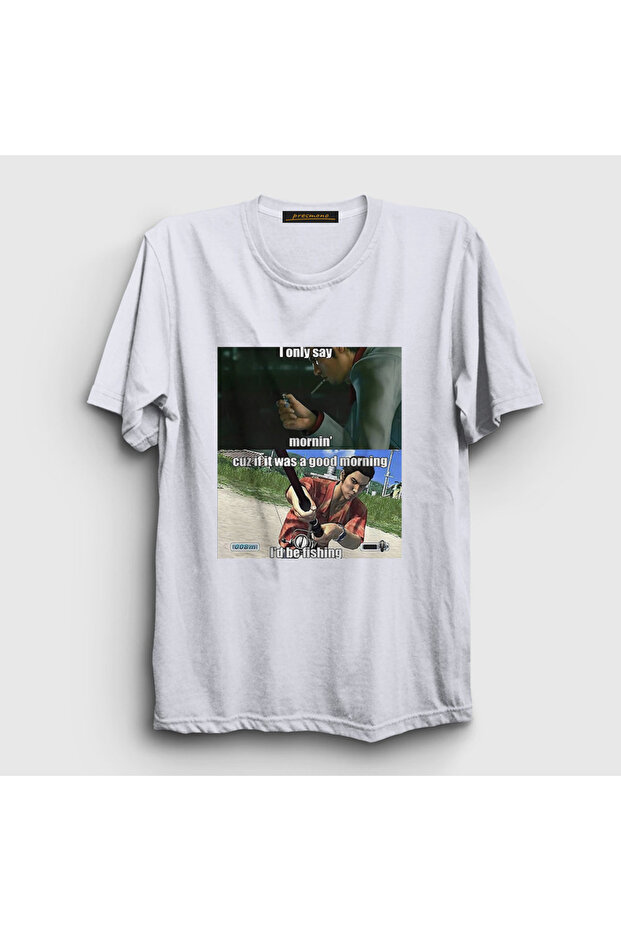 Unisex White Good Morning Yakuza Meme T-Shirt 571397Tt