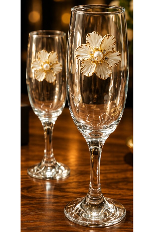 Golden Flower Presentation & Gift Set of 2 Cups