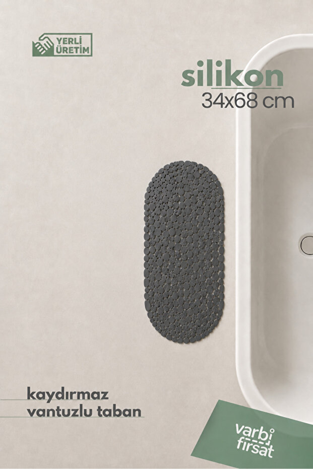 Stone Patterned Suction Cup Bathroom and Shower Anti-Slip Mat 34X68 cm – Bathtub Mat