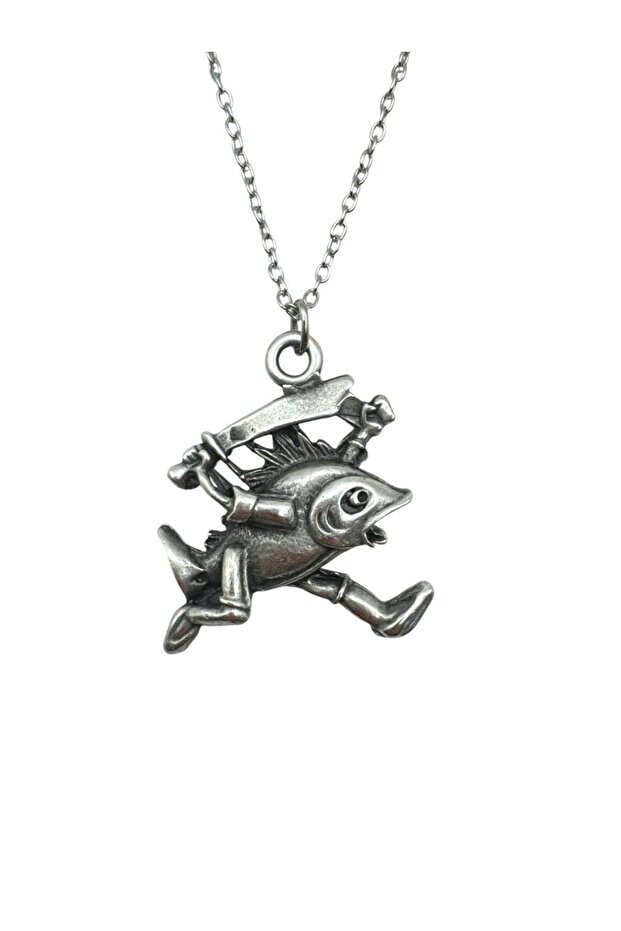 Unisex Necklace with Fish Warrior Figure – Strong, Original and Antique Design