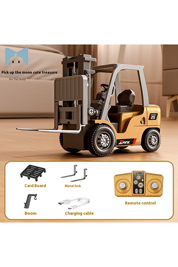 Desktop Rc Forklift 2.4G Tabletop RC Forklift Engineering Vehicle 1/64 Mini Remote Control Alloy For