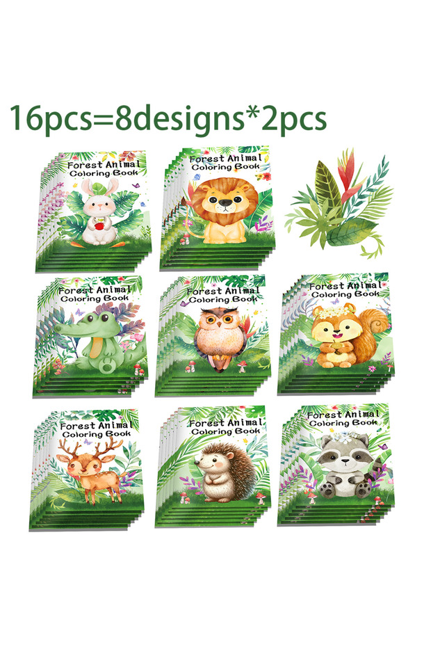 TY058-16pcs 16pcs Cartoon Jungle Animals Graffiti Painting Book Coloring Picture Books For Birthday