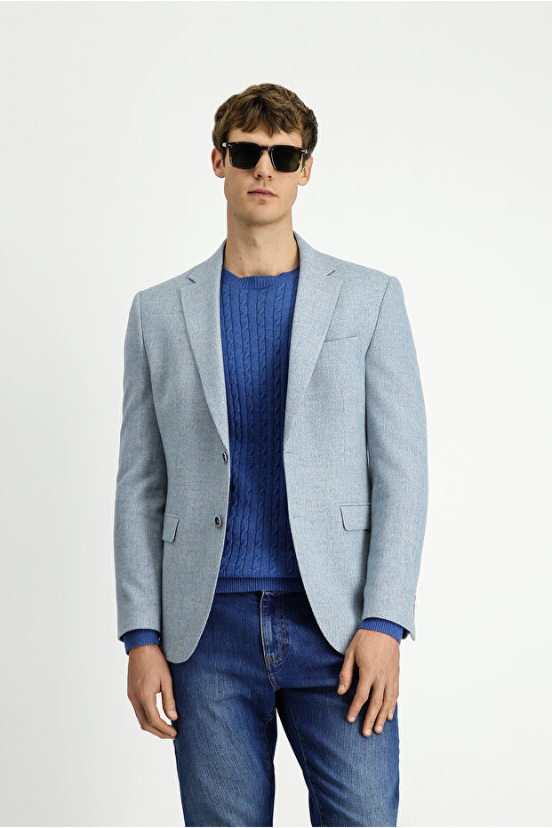 Regular Fit Wool Dobby Jacket