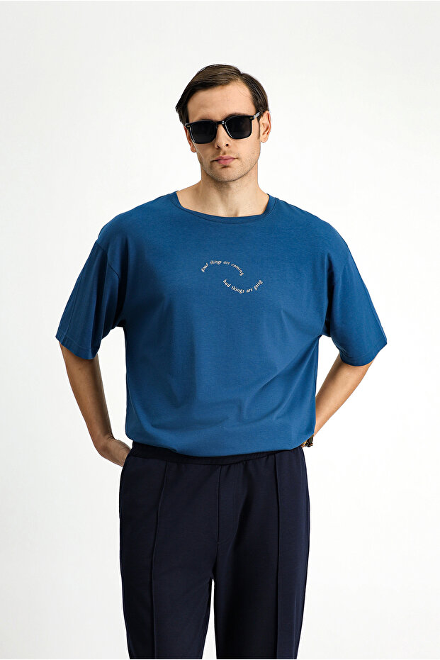 Crew Neck Slim Fit Slim Fit Printed Cotton T-Shirt