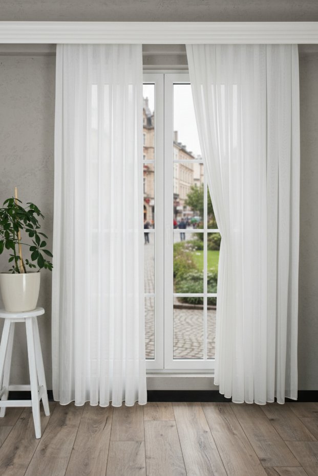 1/3 Weighted, Frequent Pleated, Non-Ironing Tulle Curtain for Living Room, Bedroom and Sitting Room | Premium Shantuk Bamboo