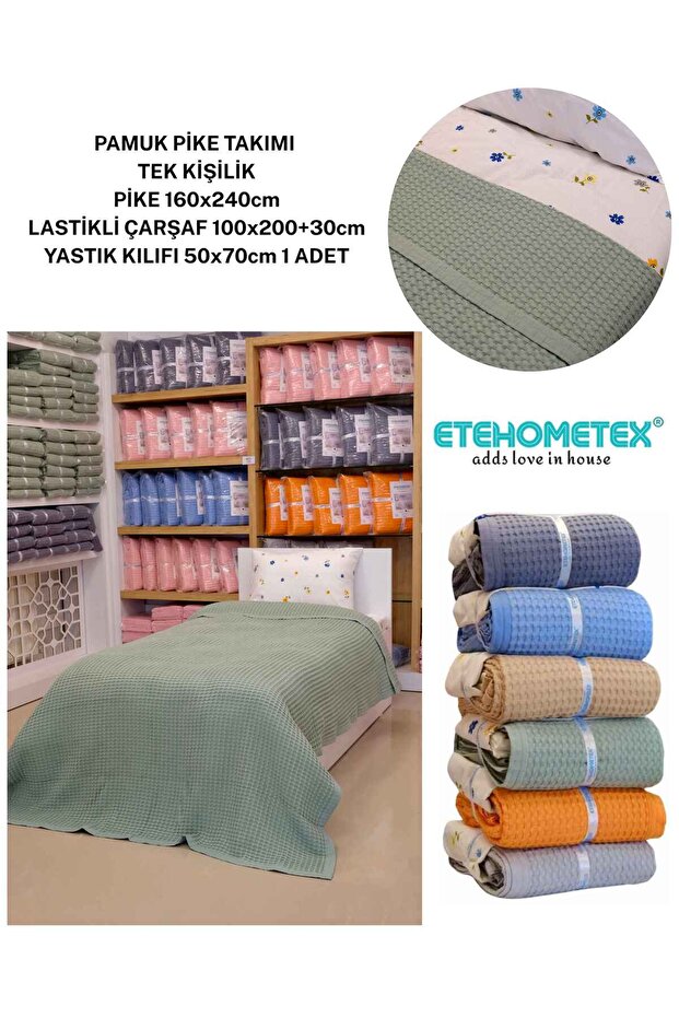 Etehometex Pool Pique Set 100% Cotton Single Person