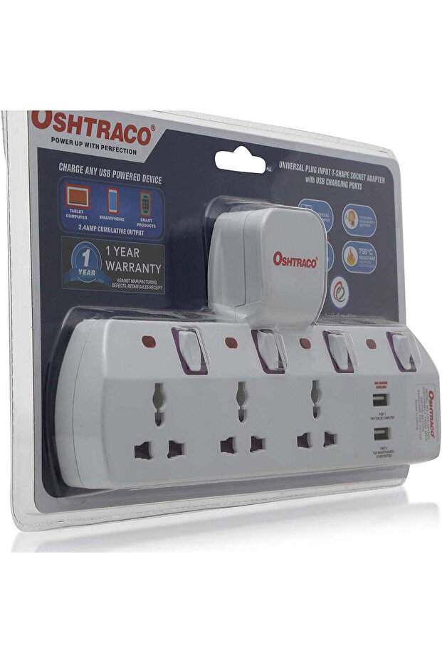 Universal Plug Input T-Shape Socket Adapter