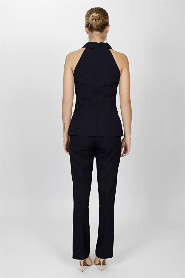 Shirt Collar Model Vest Set 1535505-Black - 1535505