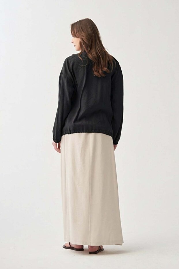 Black Buttoned Oversize Jacket - 3