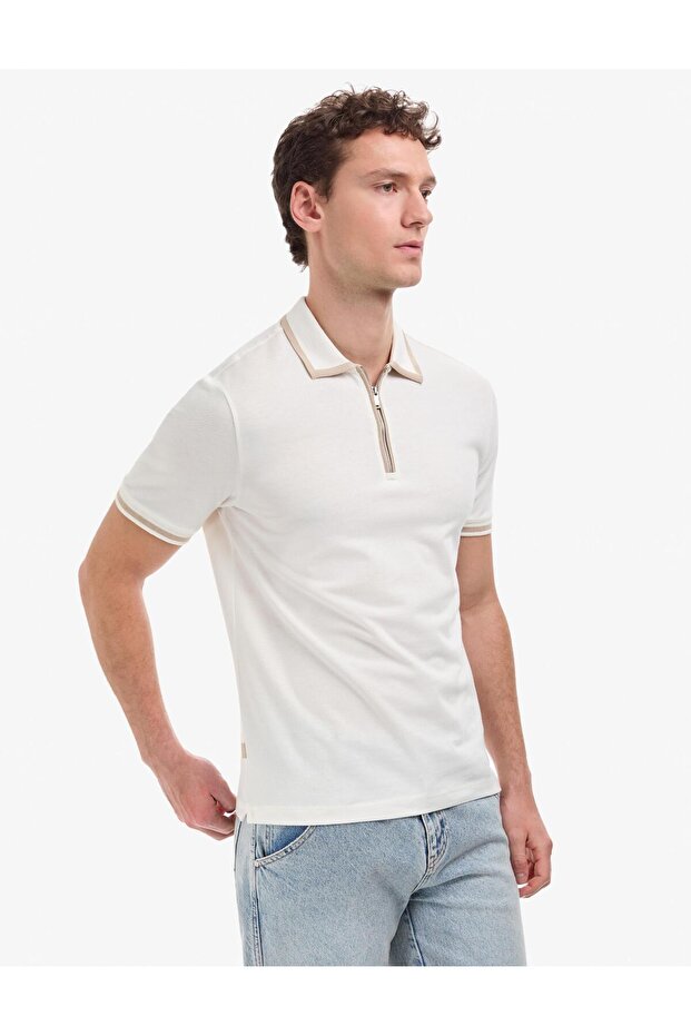 Slim Fit Collar Zipper T-Shirt