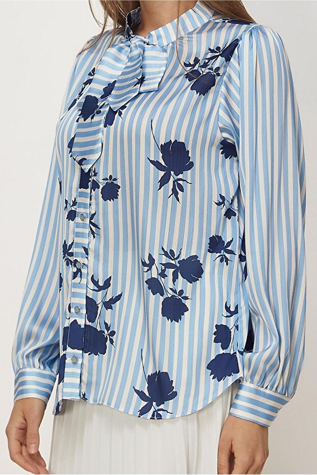 Patterned Satin Blouse 46546 - 3