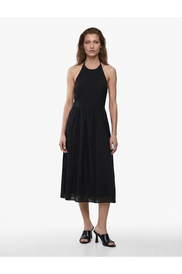 Backless Halter Neck Black Women's Dress 6Sak80149Ew