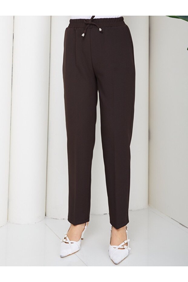 Carrot Cut Ankle-Length Elastic Waist Pocketed Pants