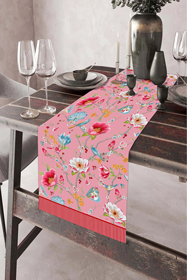 40X140Cm Woven Stain Resistant Printed Thai Feather Fabric Table Cloth Decorative Runner Washable