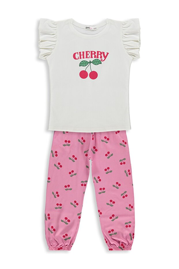 Kiraz Printed 6-9 Years Old Set - Ecru