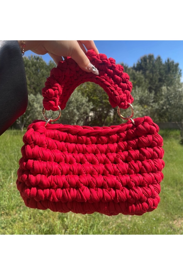 Mysey Handmade Knitted Red Women's Handbag